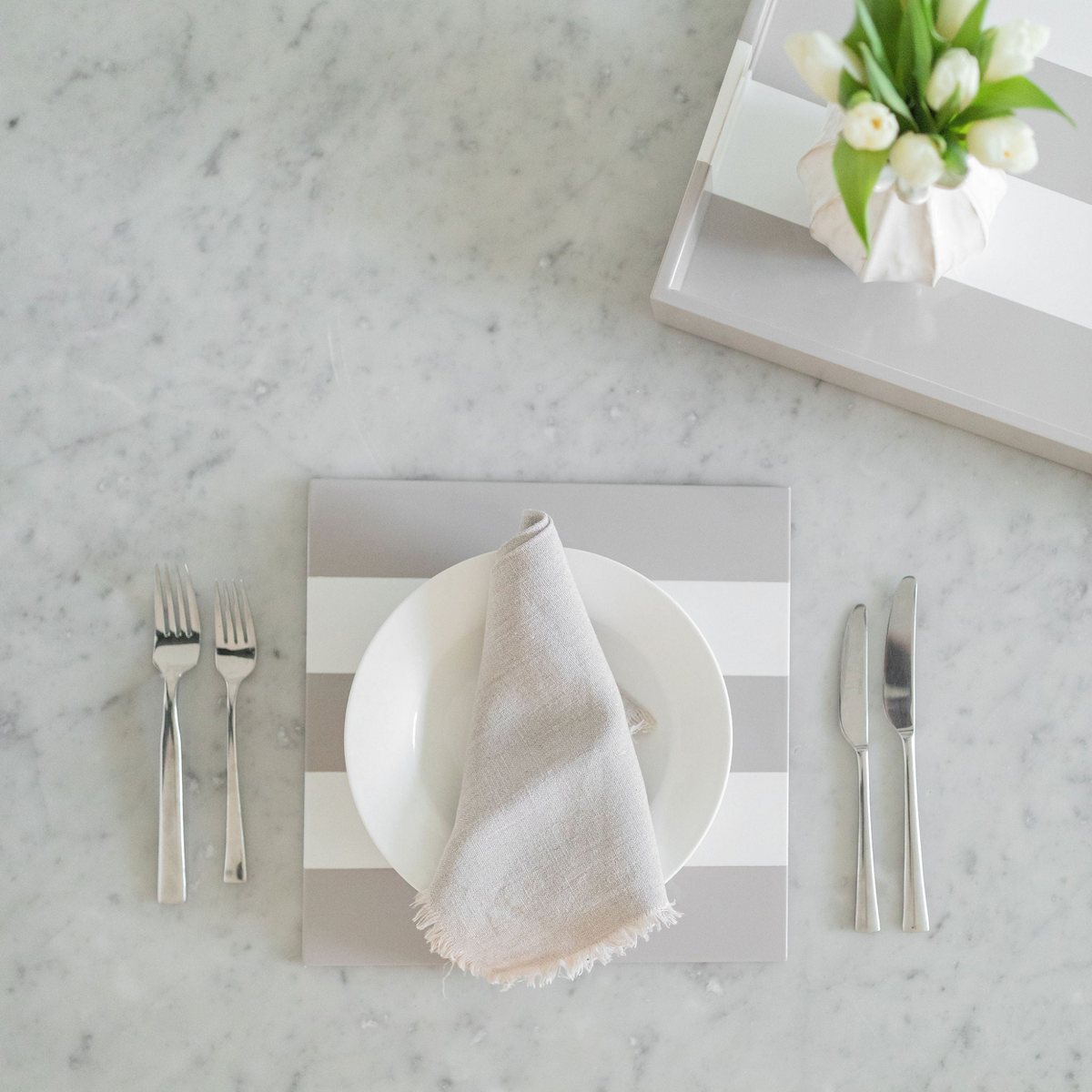 Chiffon & White Striped Lacquer Placemats