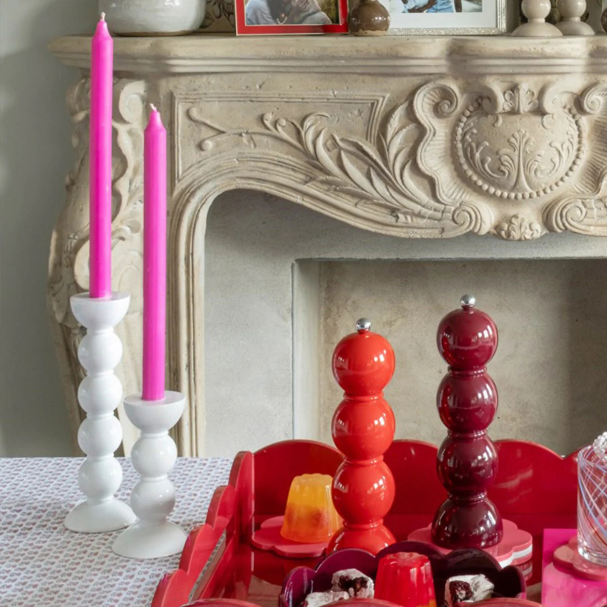 Medium White Bobbin Candlestick